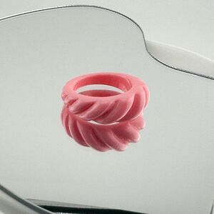 Vintage Pink Resin Ring Barbie Coquette Whimsy Bubble Waves Swirl Cottage Fairy